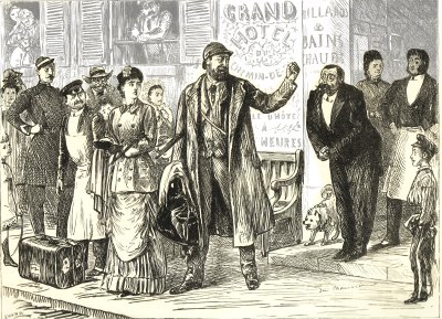 Sketch of a street scene in the mid 1870s