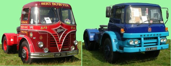 1950s Foden and 1970 Bedford articulated lorry tractor units, photographed at a show in 2007