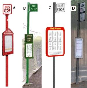 Bus stops with time tables