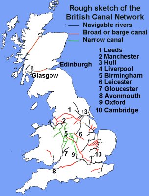 Sketch showing a map of the British inland waterways