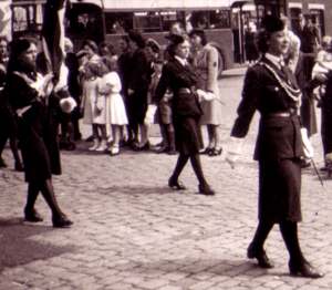 Photo of the Girls Life Brigade on Church Parade (Sunday Mornings) about 1945