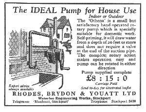 1934 advert for domestic wtaer pump