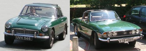 MGB and Triumph Stag sports cars