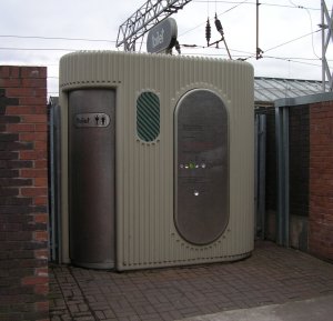 Modern coin operated public lavatory