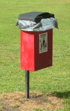 Park dog-droppings bin photographed in 2006