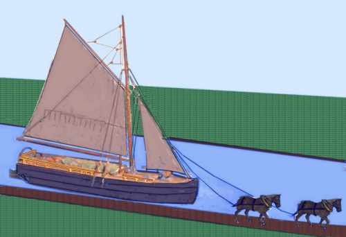 Sketch of a Mersey and Irwell Flat coastal sailing barge
