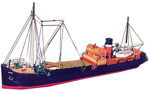 Sketch of a typical steam coaster and short sea trading vessel