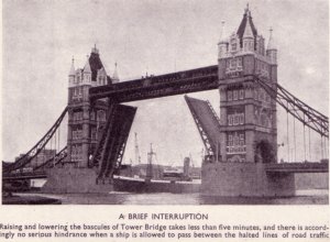 Photo of Tower Bridge opened for a ship to pass