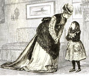 Sketch of a woman and daughter in 1875