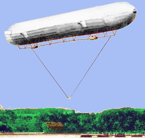 Sketch of Zeppelin LZ1 on its maiden flight