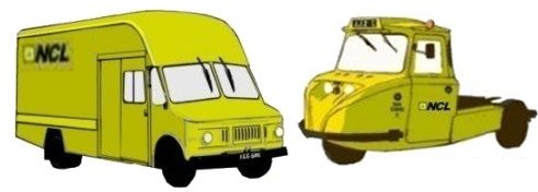 Sketch of BR road vehicles in NCL livery