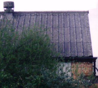 Photo showing concrete/asbestos sheeting used on an indistrial building