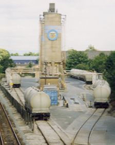 photo showing a modern (1960s) cement silos