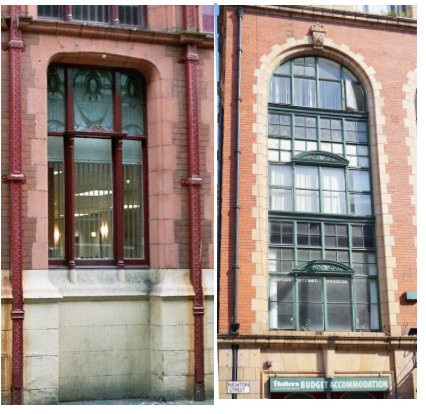 Photos showing various cast iron windows