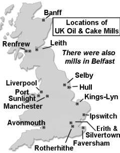 Map showing Location of major oil and cake mills