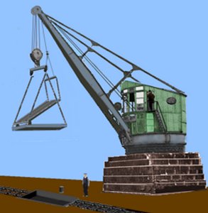 Crane with tipping platform at Hull docks