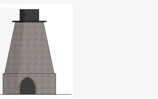 ketch of an 1860's blast furnace with suggested layout