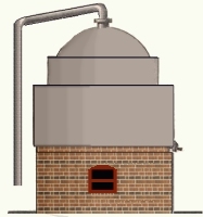 Sketch showing typical pot still for a tar distillers
