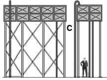 Sketch showing tall water tank for tar distillery