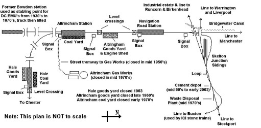 Map showing Altrincham and its adjoining stations