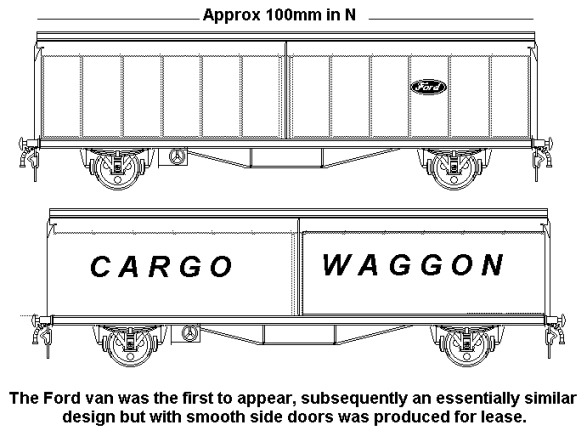 Sketch showing Cargowaggon Ford van and general service version