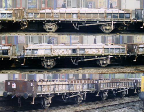 Plaice wagons in old BR livery photographed in later 1990s