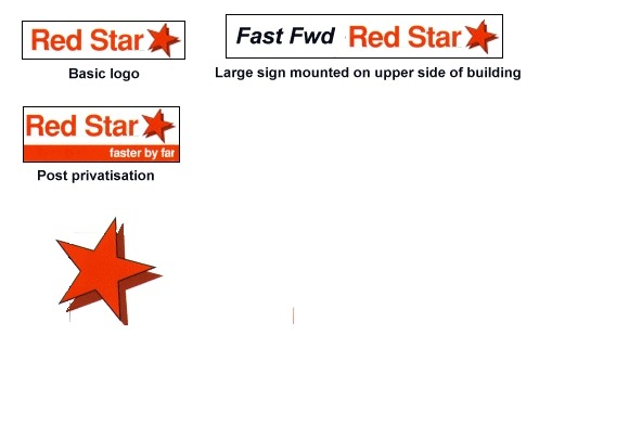 Red star sign for a station