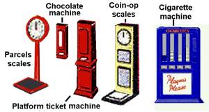 Sketch showing various machines found on passenger platforms